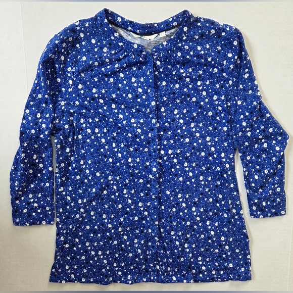 Boden Bay Womens Jersey 3/4 Sleeve Top Size 8 Blue/White Floral Star Print - Picture 3 of 10